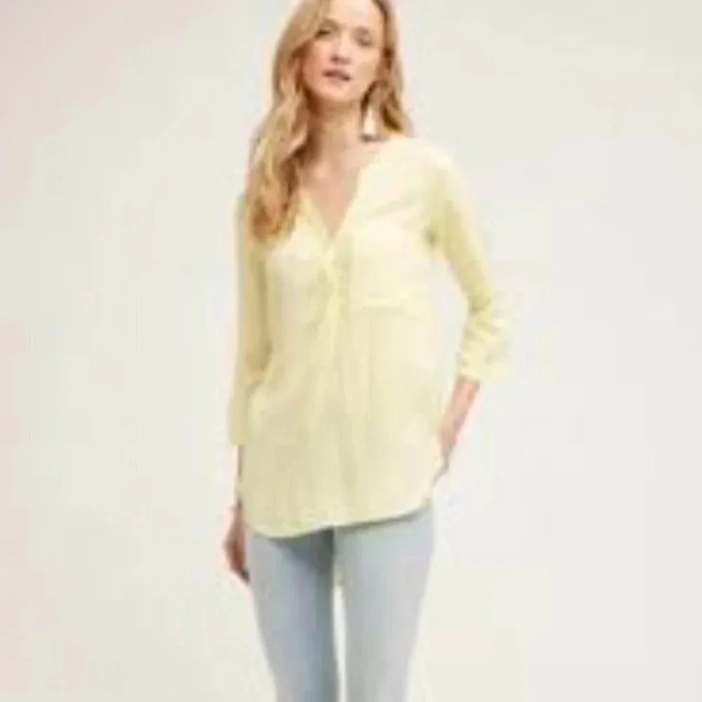 𝅺anthropologie Cloth & Stone Yellow Button Up Blouse XS